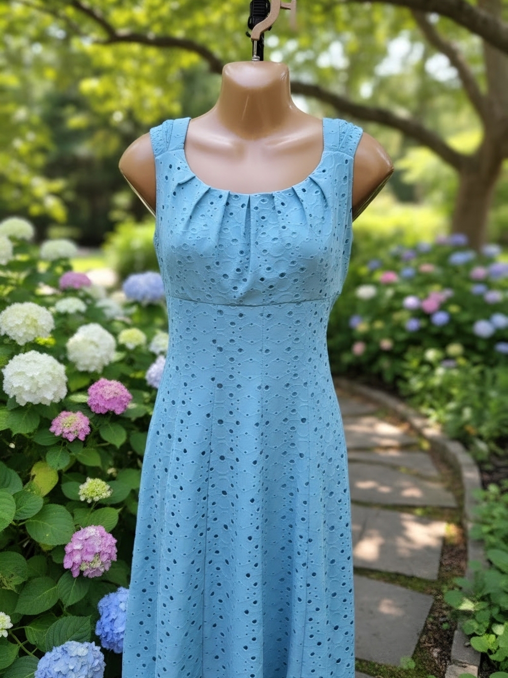 London Style Women's Sleeveless Mini Sundress Blue Size PM